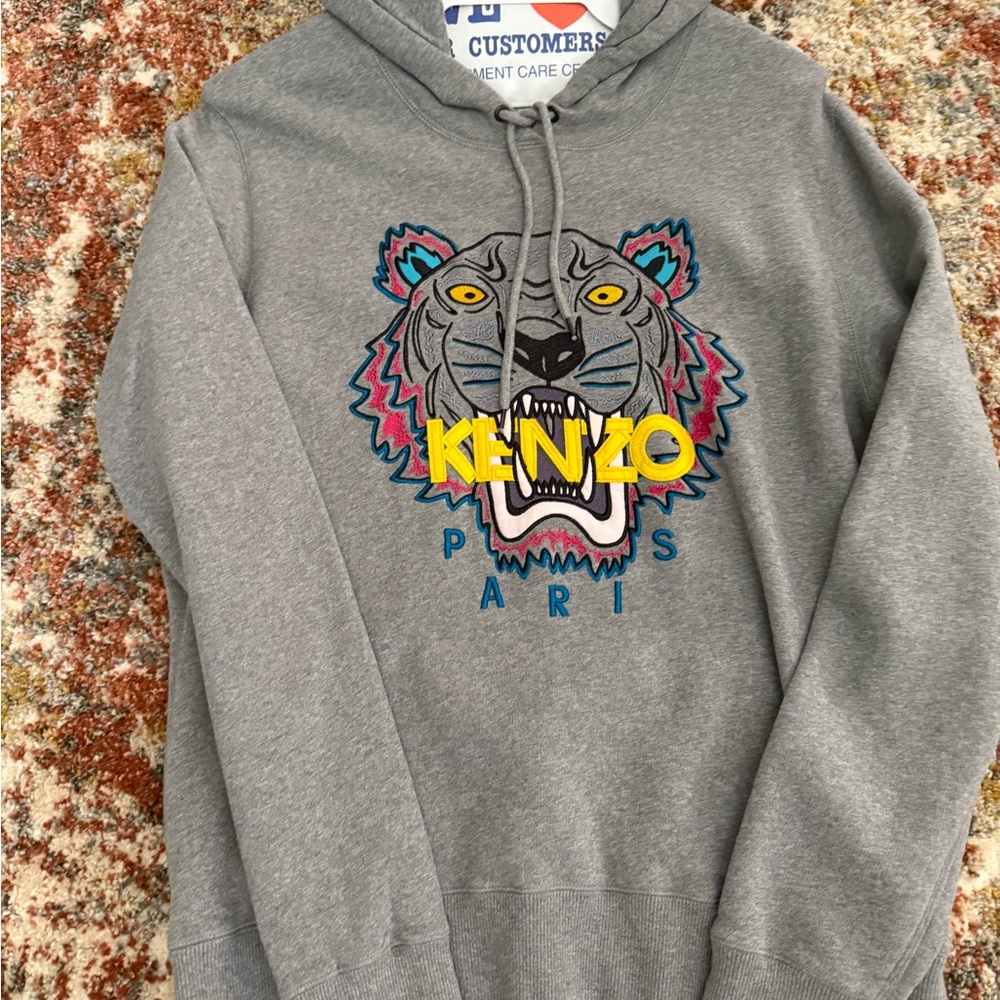 Kenzo Gray Hoodie with Vibrant Tiger Design